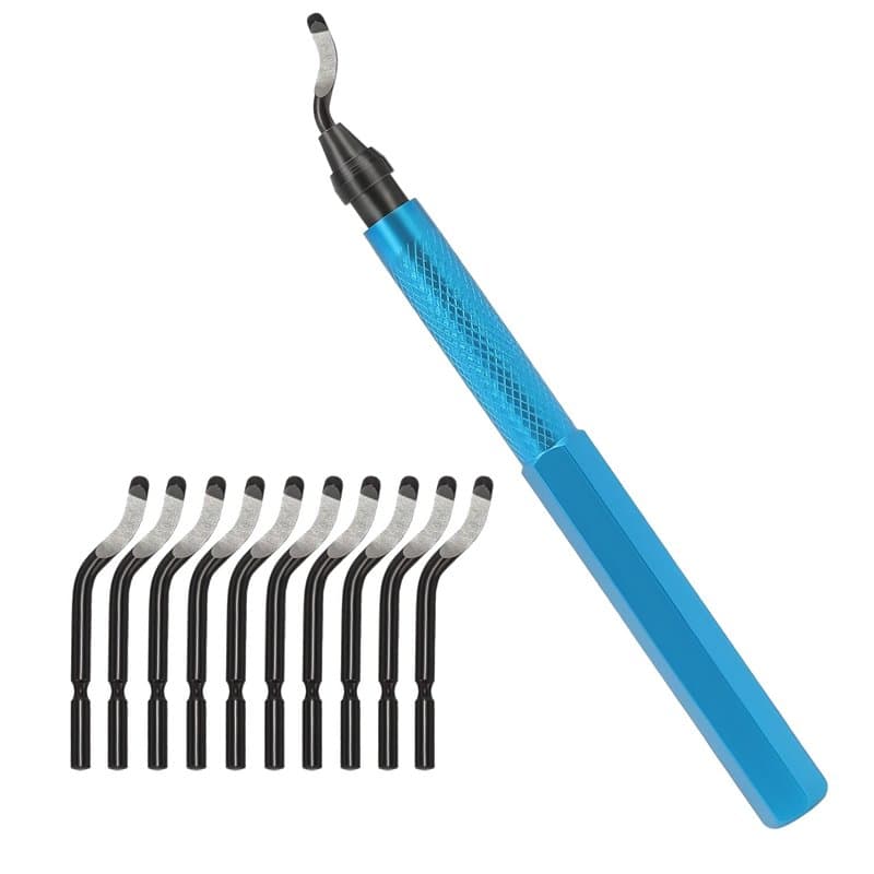 VASTOOLS Kit d'outils d'ébavurage manuel avec 10 lames de rechange en acier rapide pour acier, cuivre, aluminium et plastique.