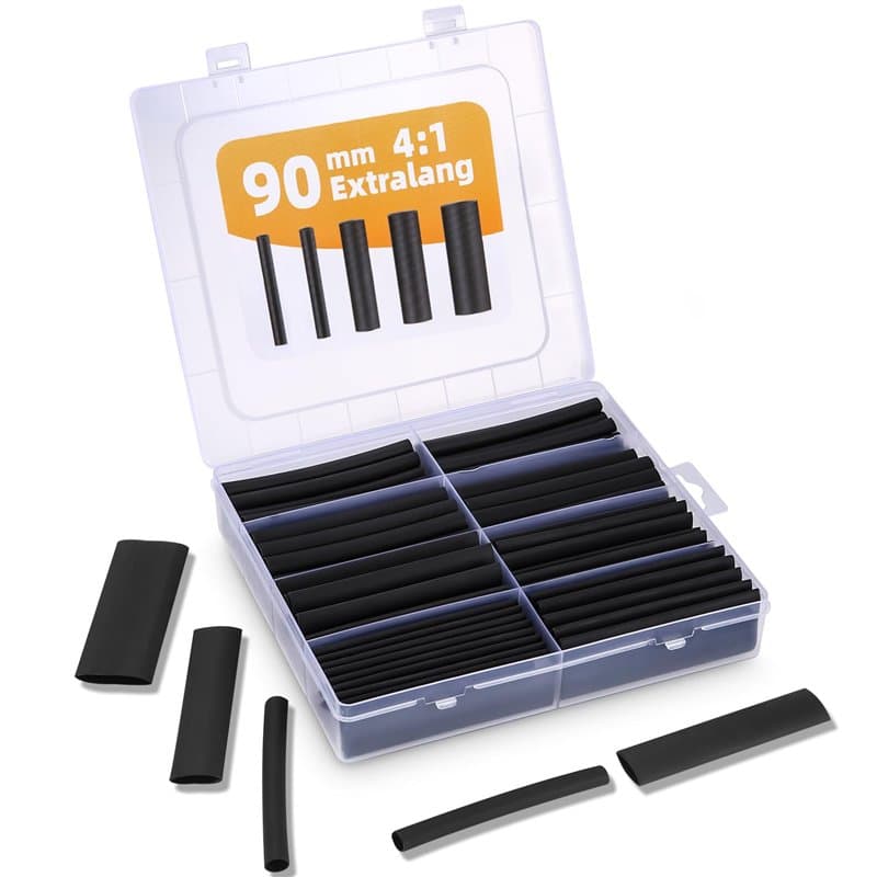 LEAZZLE 100 Pièces Kit de Gaine Thermorétractable Etanche, 90mm Extra-Longue, 4:1 Tube Thermoretractable à Double paroi, Gaine T