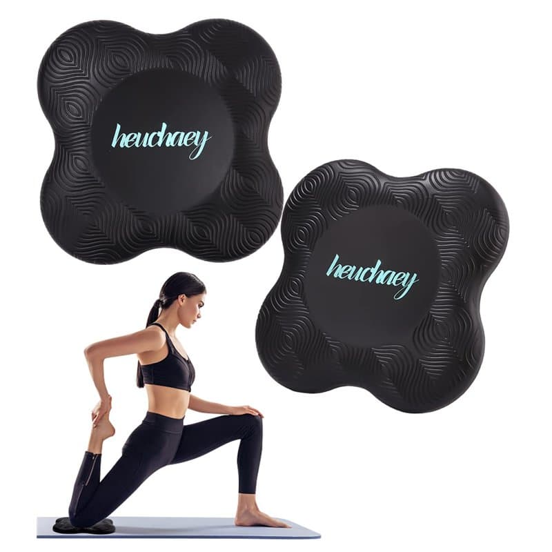 Yoga Genouillère 2Pièces,Yoga Coussin De Genou Pad Genouillère,Tapis Yoga Antidérapantsnoires 20 * 20cm, adaptées au Yoga Suppor