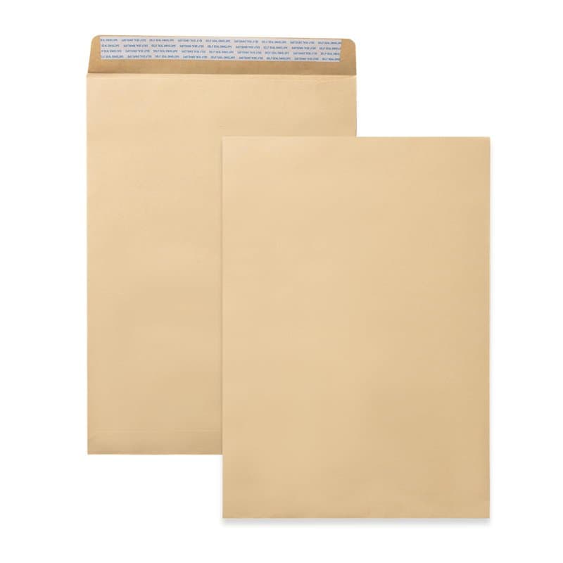 50x Enveloppe DIN C4 Marron 229 x 324 mm 90g Grande Enveloppe sans fenêtre Straight Seal Pressure Sensitive Adhesive Grande Enve