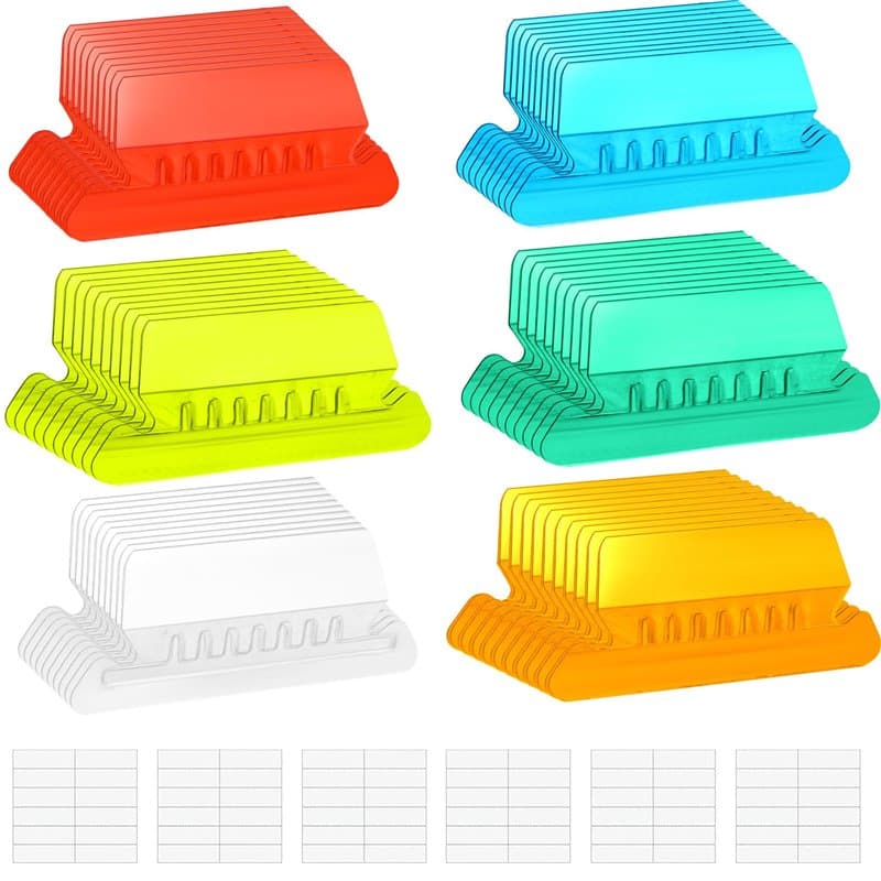 QIYILE Lot de 60 Onglets Suspendus pour Dossiers de Fichiers - Intercalaires en Plastique avec Papier pour Identification Rapide