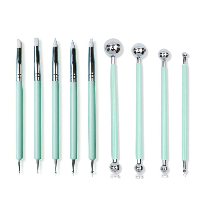 Outils Poterie, 9 Pièces Outils de Sculpture en Argile avec Boule à Modeler et Pointe en Caoutchouc Souple Kit D'outils Poterie