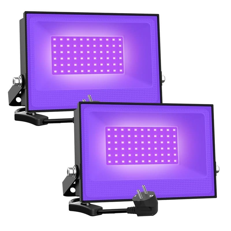 Onforu 2pcs 30W Projecteur UV LED, IP66 Étanche Lumière Noire UV Extérieur, Projecteur LED Ultraviolet avec Prise, Éclairage à E