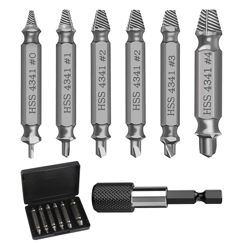Lot de 6 Extracteurs de Vis Avec Porte-Embout Magnétique et Adaptateur de Douille pour Vis Endommagées