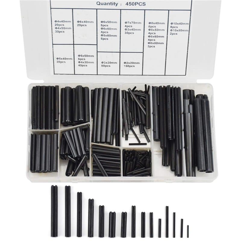 BIGP 450 PCS Assortiment de Goupilles élastiques Acier, Φ 2.0-10 mm Kit D'assortiment D'épingles à Ressort Fendue en Acier Inoxy