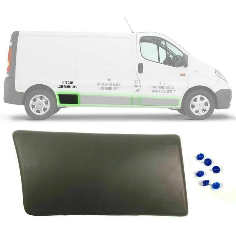 Panneau de Moulure Bande Latérale Arrière Droit Compatible pour Trafic II, Vivaro A, Primastar 2001-2013 OE: 8200326368, 8200036