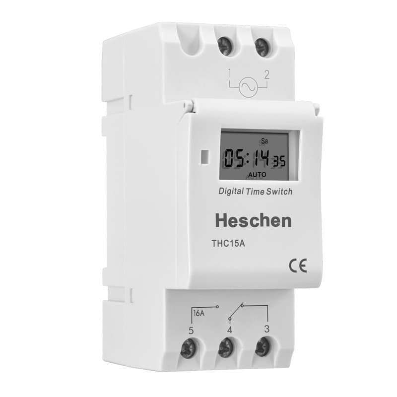 Heschen Interrupteur Commutateur Numérique à Cristaux Liquides programmable Relais, THC15A, AC220–240V 16Amp, SPST, 35mm Rail DI