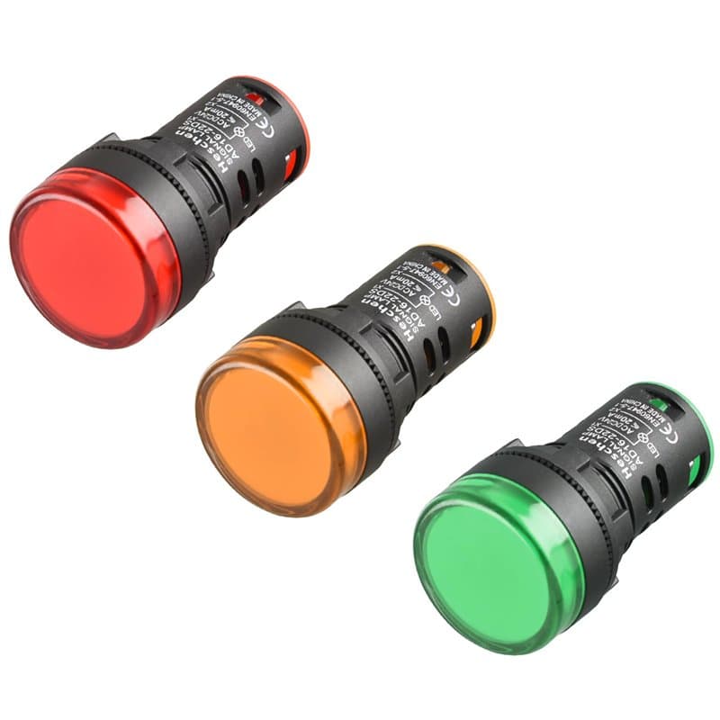 Heschen Lot de 3 voyants lumineux LED de 22 mm, AD16-22D/S, 24 VDC 20 mA, rouge, vert, jaune