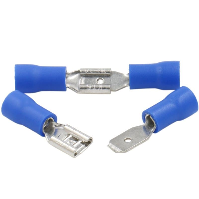 Heschen Lot de 100 cosses de câble mâle/femelle à débranchement rapide Vinyle isolé 4,8 x 0,5 mm pour 1,5-2,5 mm² (16-14 AWG) Bl
