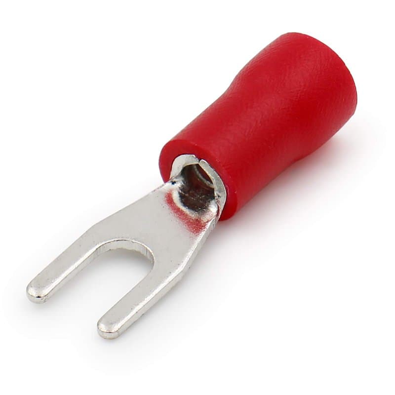 Heschen Fourche isolée connecteur de fils électriques à sertir terminal Sv1.25–4S à tige Taille # 8 pour 0,5–1,5 mm² (22–16 AWG)