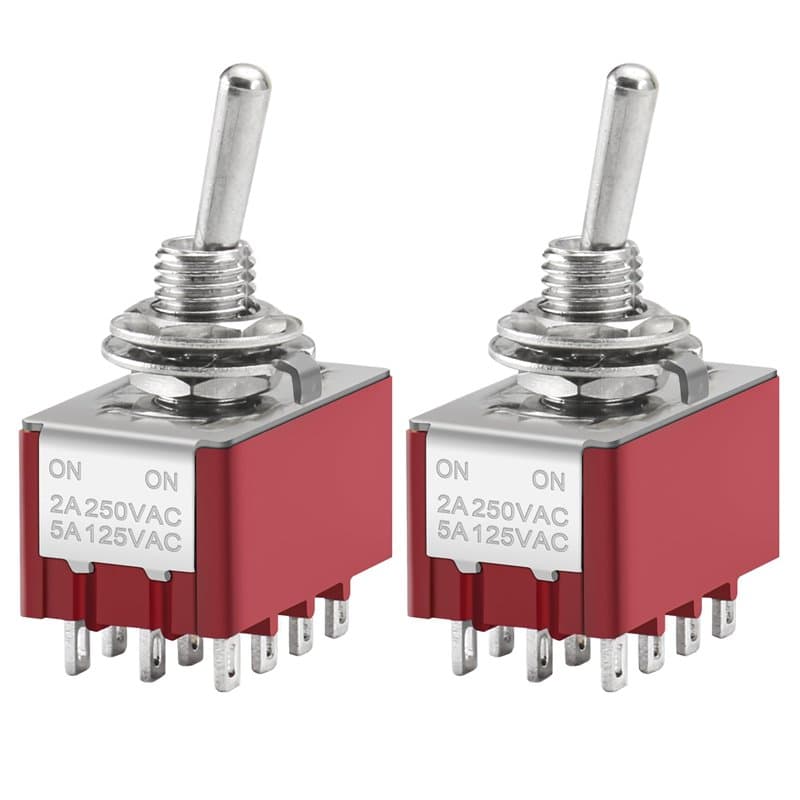 Heschen Lot de 2 interrupteurs miniatures à bascule MTS-402 ON-ON 4PDT 12 broches 2A 250V 5A 120V