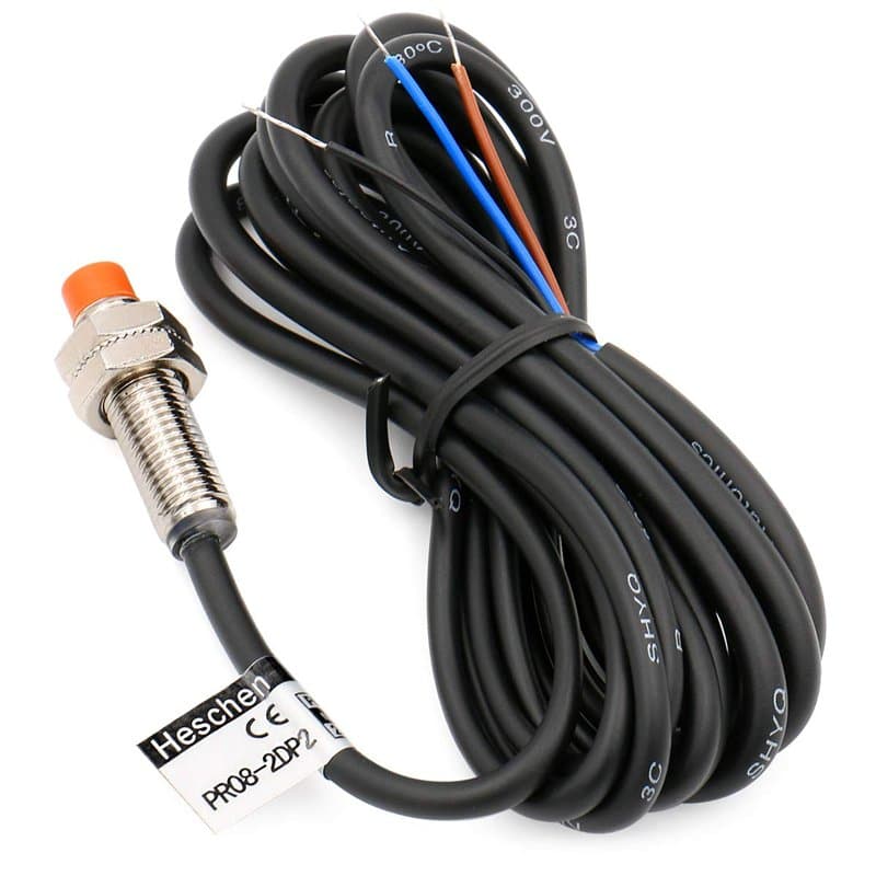Heschen PR08-2DP2 Interrupteur de capteur de proximité inductif, 12-24 VDC 3 fils PNP NC (normalement fermé), diamètre de détect