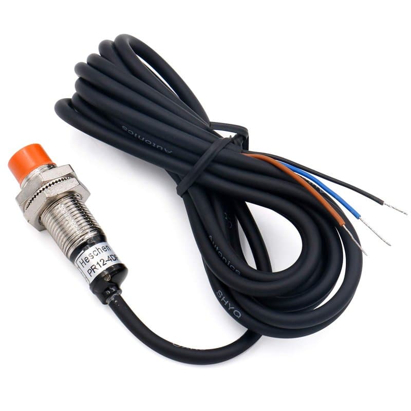 Heschen Capteur de proximité inductif PR12-4DP de type cylindrique, détection de 4 mm, M12 rond, 12-24 V CC, 3 fils, non blindé,