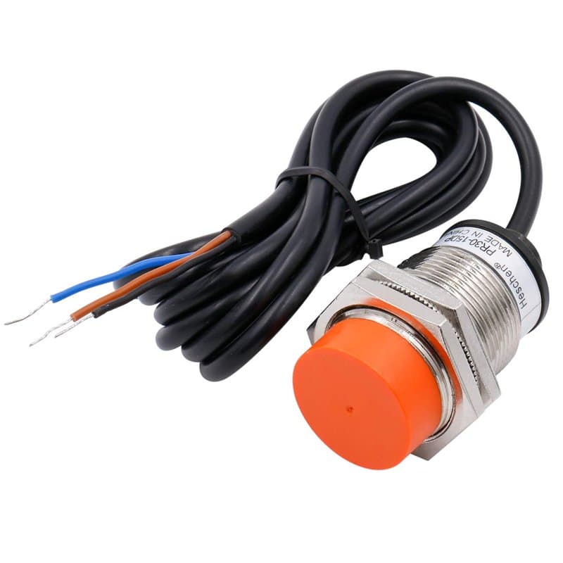 Heschen Capteur de proximité inductif PR30–15DP Type cylindrique, détection 15 mm, M30 rond, non blindé, 12–24 VDC 3 fils, PNP N