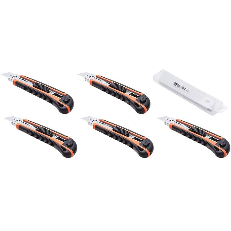 Amazon Basics Cutters ultra robustes à manche rétractable, avec 10 remplaçables lame à positions de verrouillage multiples et s