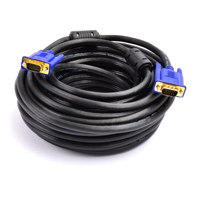 Câble VGA vers VGA, câble de moniteur PC avec noyaux de ferrite, 5 m plaqué or VGA mâle vers VGA mâle, câble adaptateur compatib