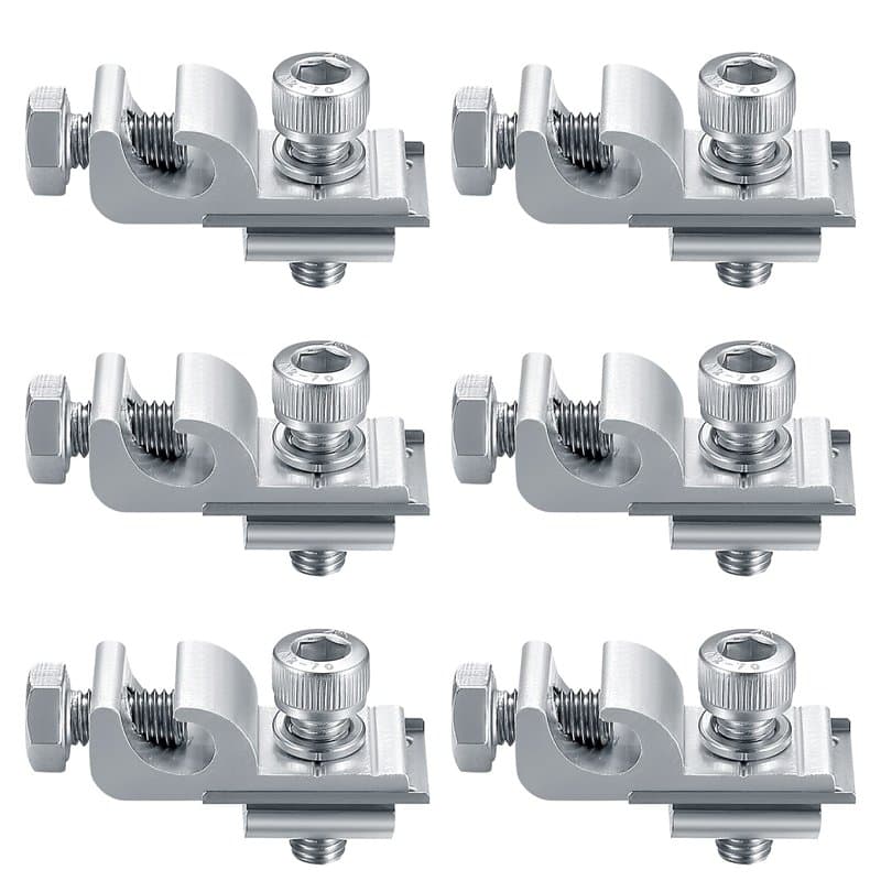 6 Pièces Clips de Mise à Terre de Panneau Solaire Standard, Kit de Fixation pour Système de Montage Solaire, Pinces de Support d
