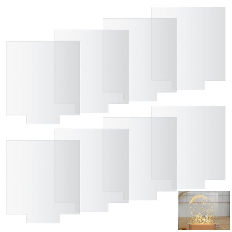 8 Pièces Feuilles Acrylique Transparentes,Acrylique 2mm, 15cm Plaque Carré en pour Base de Lumière LED, Signe, Projets d'Afficha