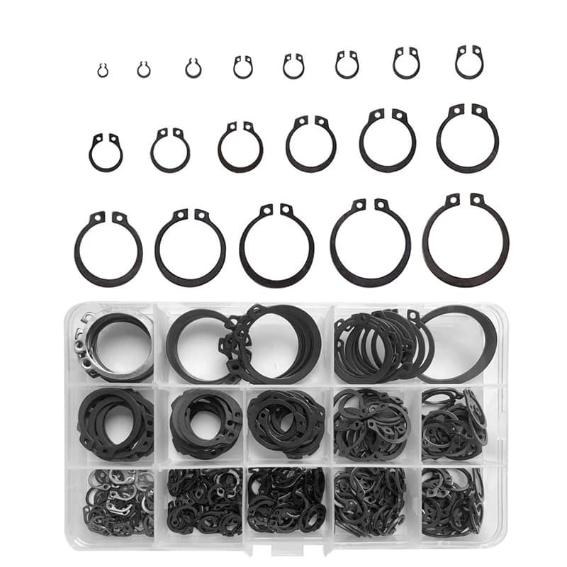 Assortiment de 510 circlips en métal, assortiment de 19 types de clips E (Φ3/4/5/6/7/8/9/10/12/14/16/18/20/22/24/26/28/30/32 mm)