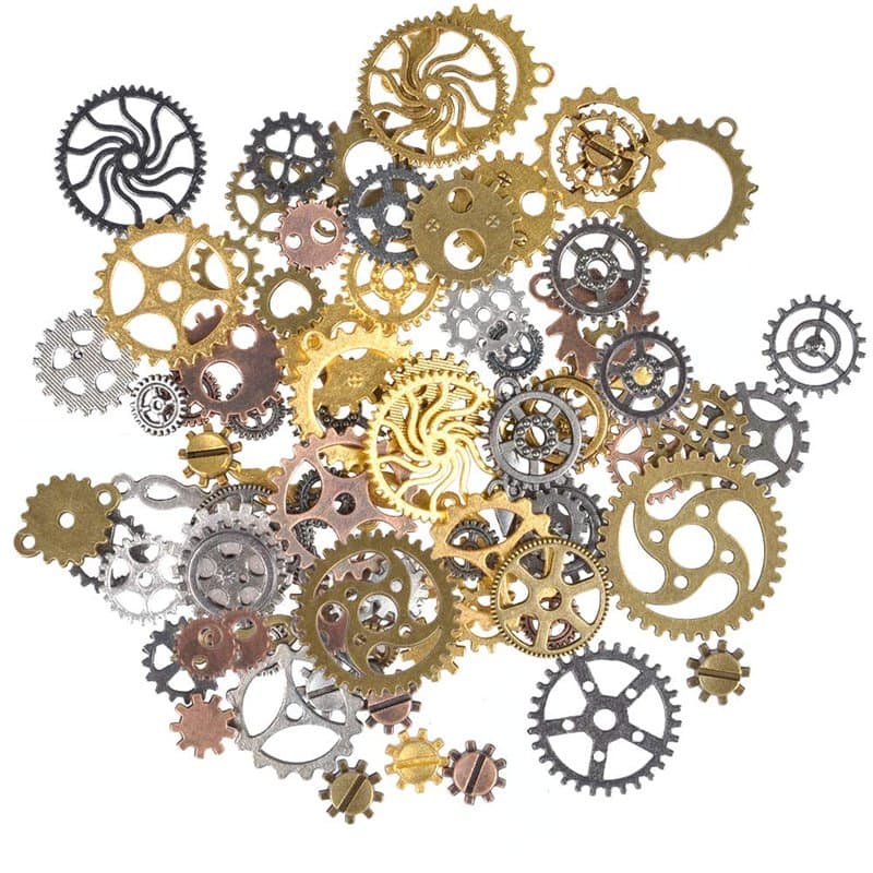 FOCCTS 100g Steampunk Engrenages en Métal Pendentif Cogs Steampunk pour Bijoux Artisanat 7-30mm