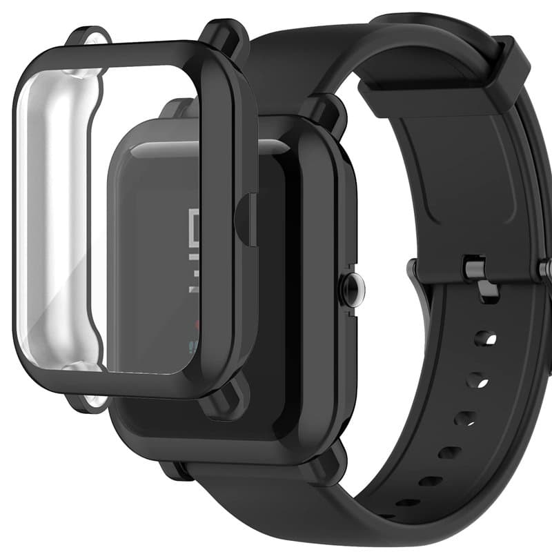 Acadeny [2 pièces Coque Compatible avec Amazfit Bip/Bip Lite/Bip U/U pro, noir haute transparence Coque de protection complète a