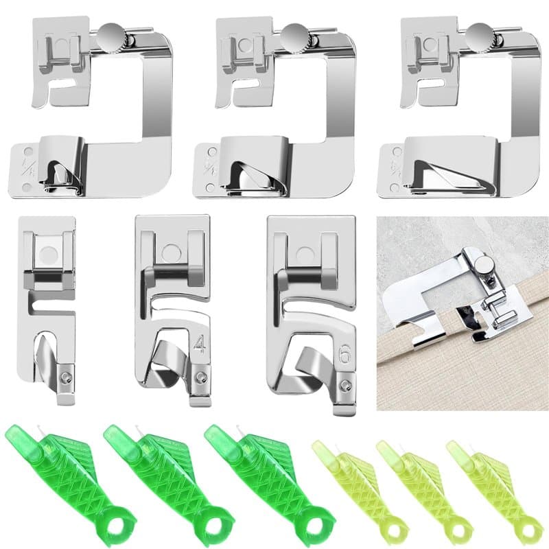 Lot de 6 Pieds de biche en Acier Inoxydable pour Machine à Coudre Compatible avec Brother Singer, W6, Elina, Janome, Pfaff