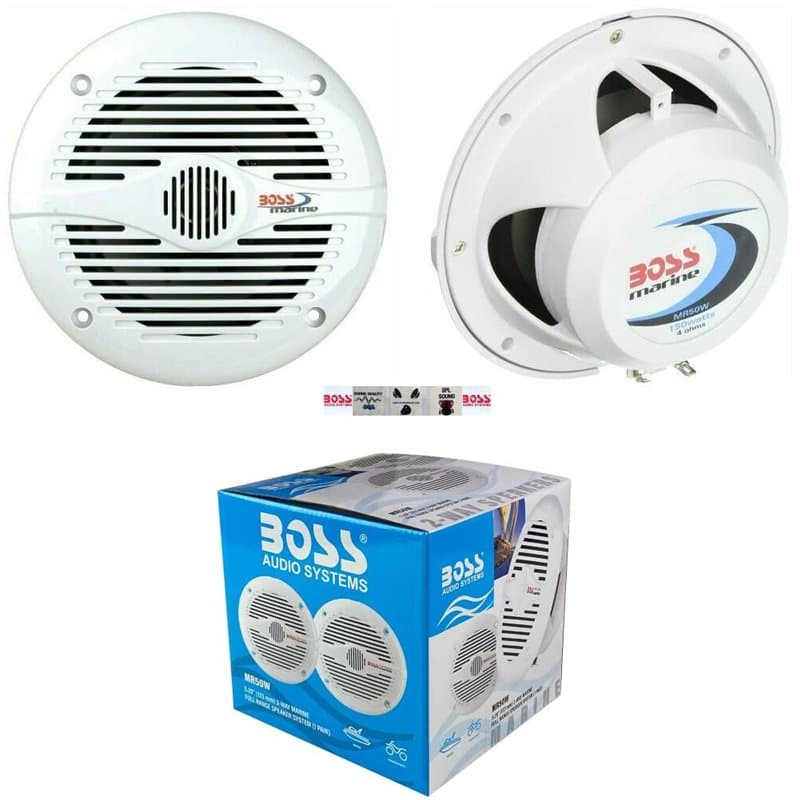 2 Haut-parleurs Marins Compatible avec Boss Audio MR50W 2 Voies 15,5 cm 75 Watts rms 150 Watts Max Bateau Piscine étanche, par P
