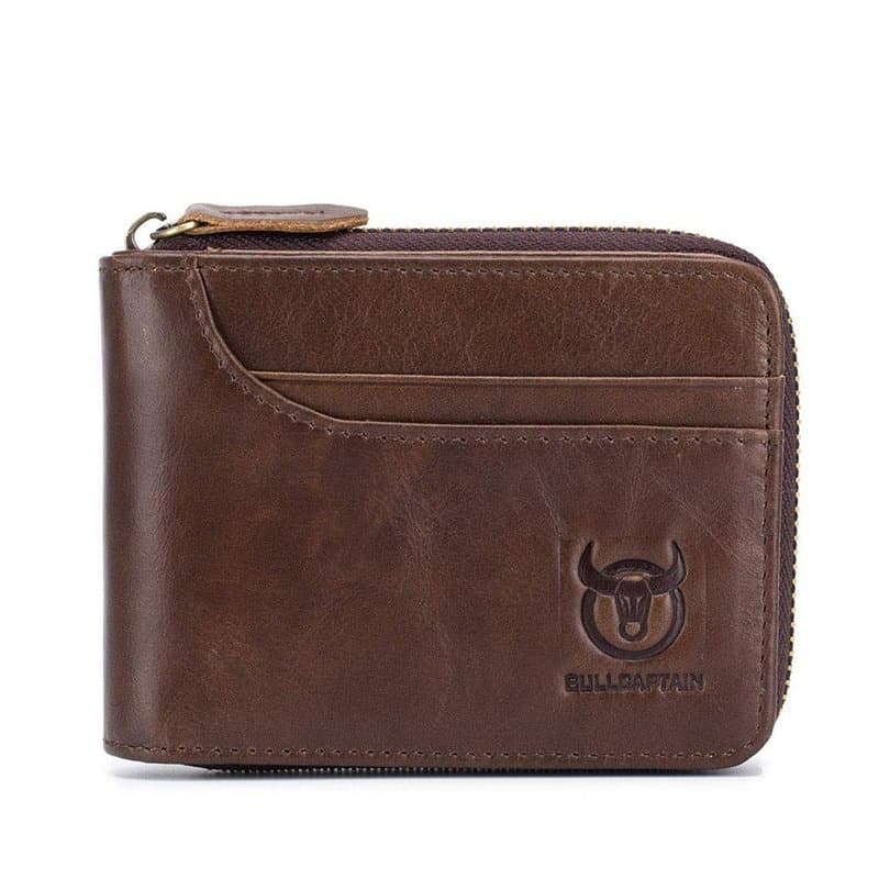 Portefeuille en Cuir Hommes Porte-Monnaie en Cuir, BULLCAPTAIN RFID bloquant Le Titulaire de la Carte de crédit antimagnétique,