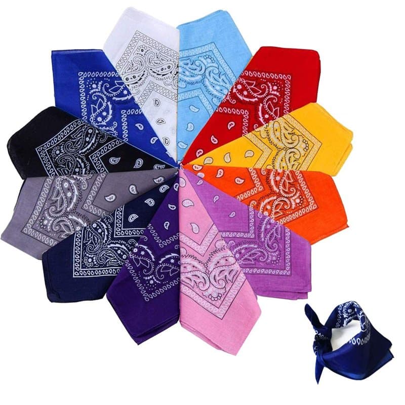 Xutong 12PCS Bandanas Fichu Mouchoir Unisexe,Bandeau de Cheveux,Echarpe de Cou,Décoration en Coton Rétro Style Multicolore Multi