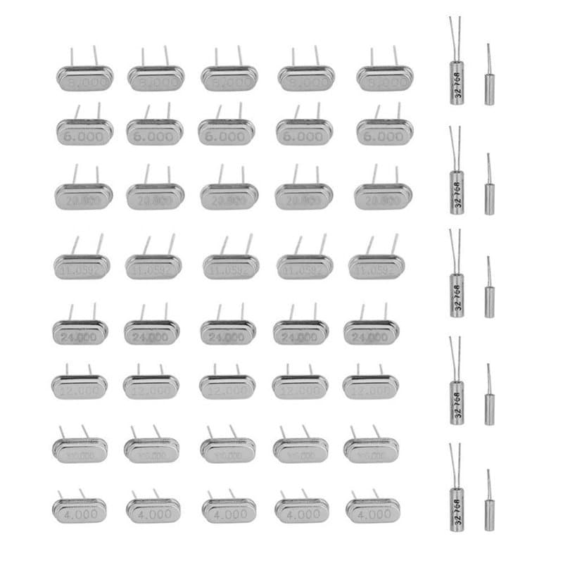Akozon 50pcs Oscillateur de Cristal de Quartz 32.768KHz -24MHz 10Value Oscillateur à Quartz