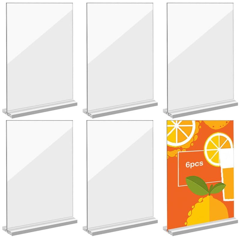 Meyagot 6 Pièces Présentoir De Table A5, Support Pour Menu Porte Affiche Support De Menu Double Face, En Acrylique Transparent P