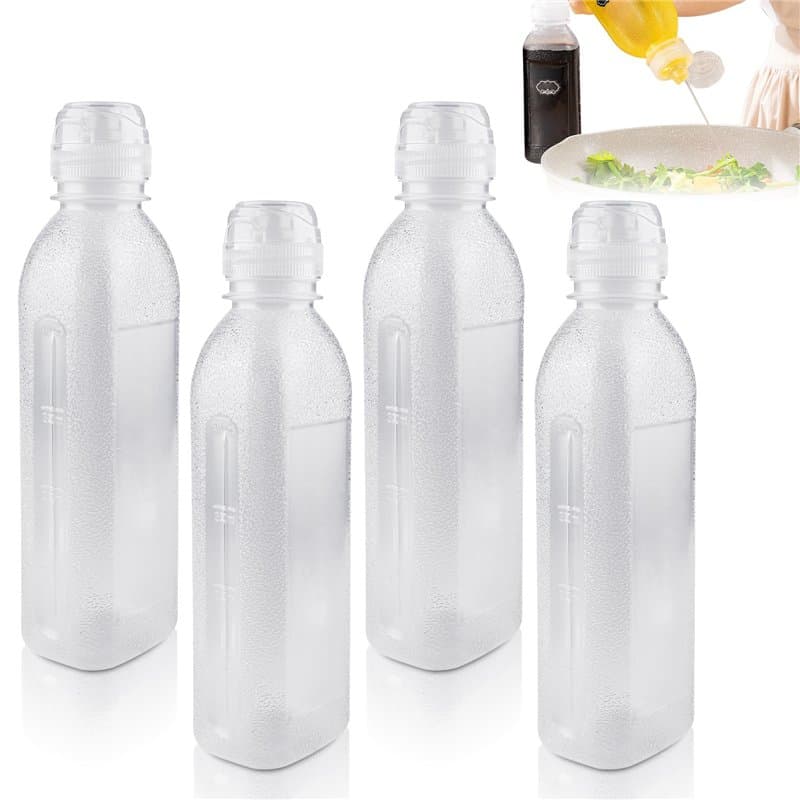 4 Pièces Bouteille Sauce, Recipient Sauce, 500ml Bouteille à Condiments, Presser Les Bouteilles, Transparent Flacon Souple en Pl