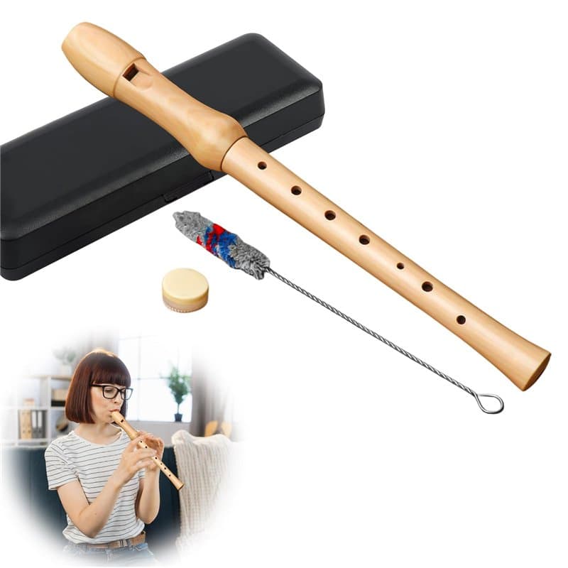 Flûte à bec en bois : flûte à bec soprano, flûte à bec en bois avec doigté allemand et kit de nettoyage, flûte à bec en érable p