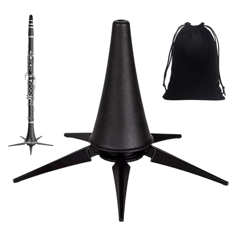 MEGYAD Support de clarinette noir : support de trompette pliable avec 5 pieds, support de trompette portable avec sac de rangeme