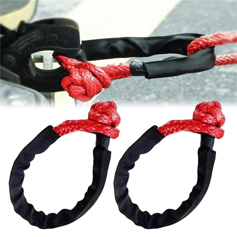 Lot de 2 Manilles Souples: Manille Souple Portable pour Remorquage Hors Route avec Gaine Protection 17t Résistance Rupture Corde