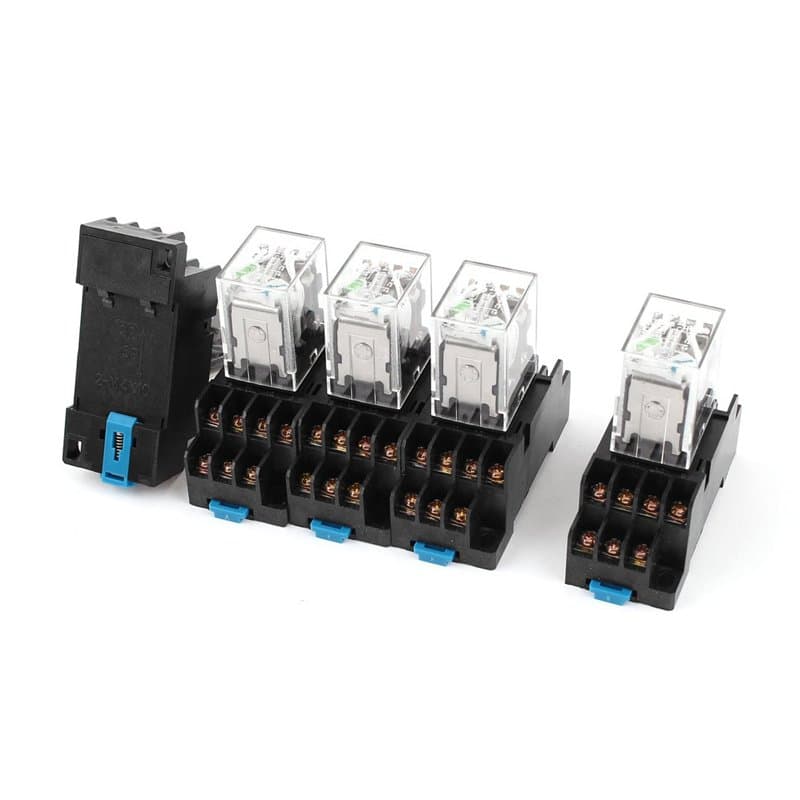 sourcing map HH54PL Bobine 24V DC 4PDT 14broche sur rail DIN 35mm Relais puissance électromagnétique 5pcs