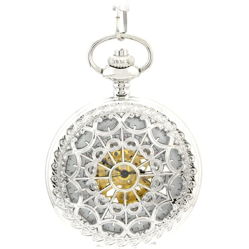 Infinite U Montre de Poche Mécanique pour Homme Femme, Toile d'Araignée Squelette Creux Acier Montre de Poche Mouvement Mécaniqu