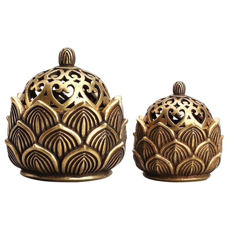 HDGSAFD 2 Brûleurs D'Encens Lotus, Bougeoir D'Encens en Métal, Mini Bâtons D'Encens, Porte-Encens De Table Lotus, Ornements Créa