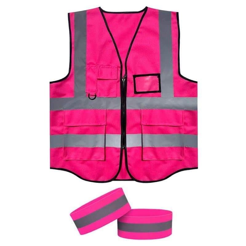 1 Morceau De Gilet Réfléchissant, 1 Paire De Bracelets Réfléchissants, Gilet D'Avertissement De Sécurité Classique, Gilet De Séc