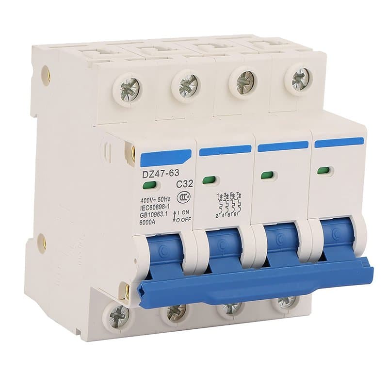 400V 32A Disjoncteur Miniature 4P Protection Contre Les Surcharges à Domicile Interrupteur D'air pour Lignes de Distribution D'é