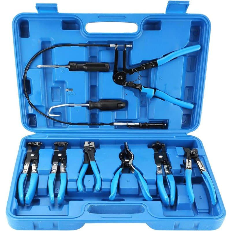 AXILYZE 9pcs Ensemble de pinces à longue portée pour colliers de serrage de fils automobiles, pour les flexibles de carburant, d