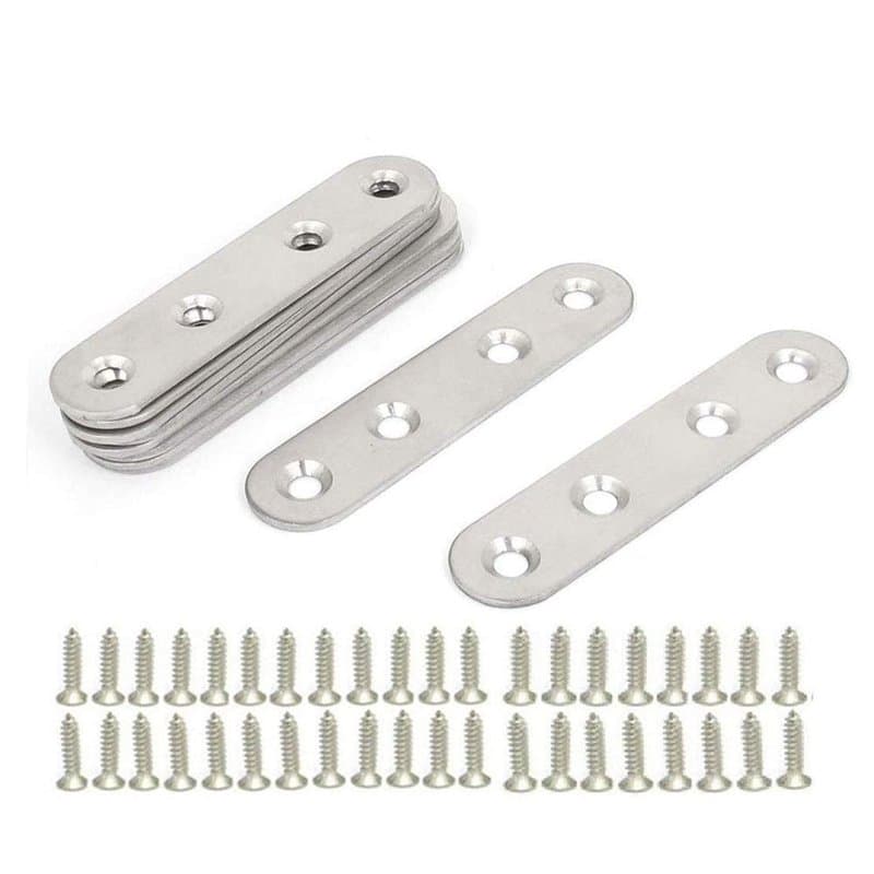 CYH Équerres Plate en Inox,10 pièces Pattes D'assemblage en métal, Supports de Fixation Droits Plats,Plaques Métalliques Support