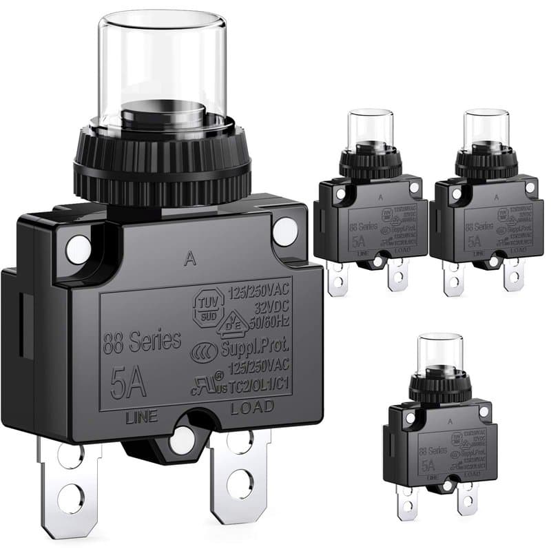 CLDIY Disjoncteur 5 A avec protection thermique contre les surcharges 88 Series Manuel Push Button Reset avec bornes à connexion