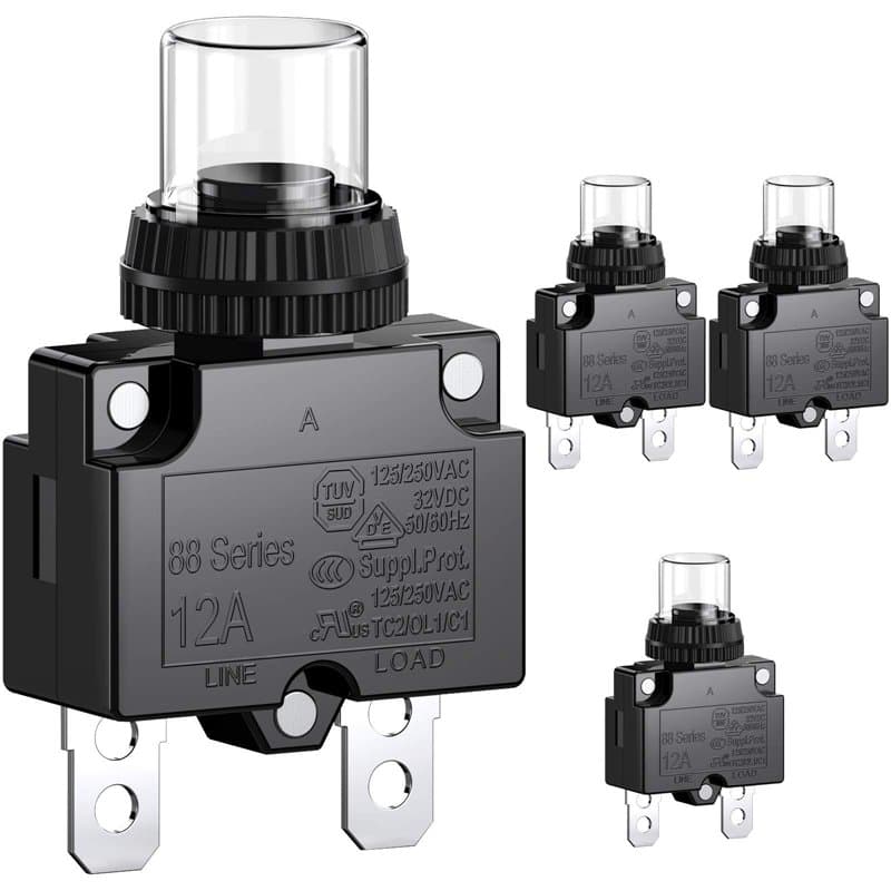 CLDIY Disjoncteur 12 A avec protection thermique contre les surcharges 88 Series Manuel Push Button Reset avec bornes à connexio