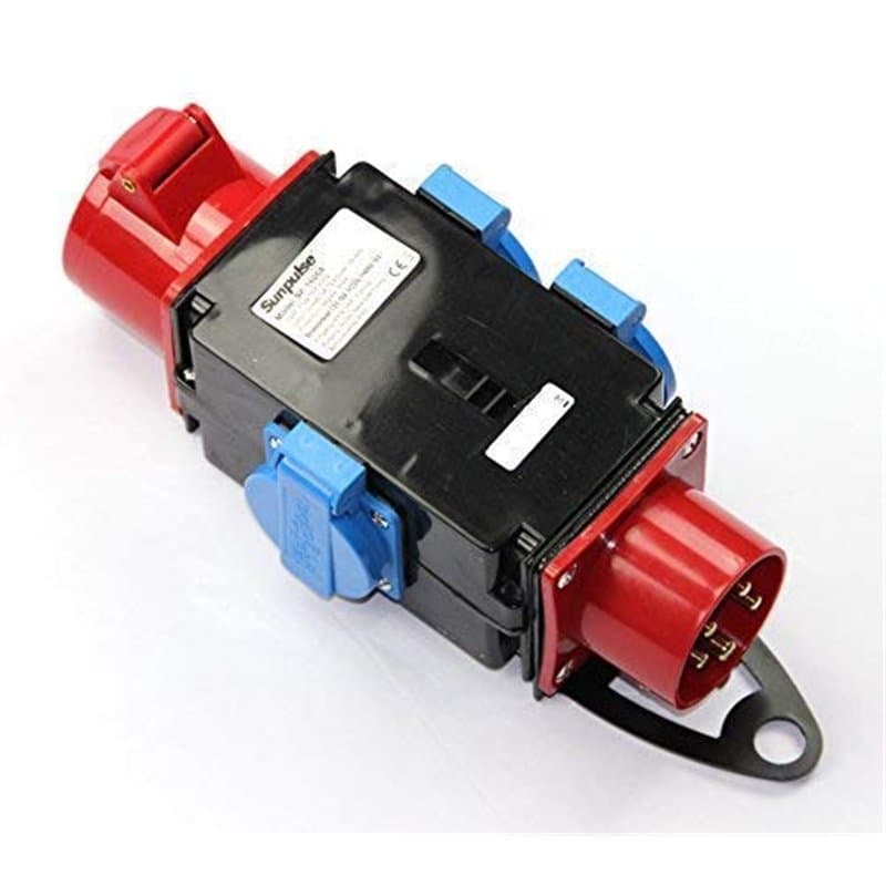 solartronics SP-1605A Répartiteur de courant de chantier, adaptateur Schuko, 3 x 230 V, 1 x 400 V, 5 broches, 16 A, IP44, pour l