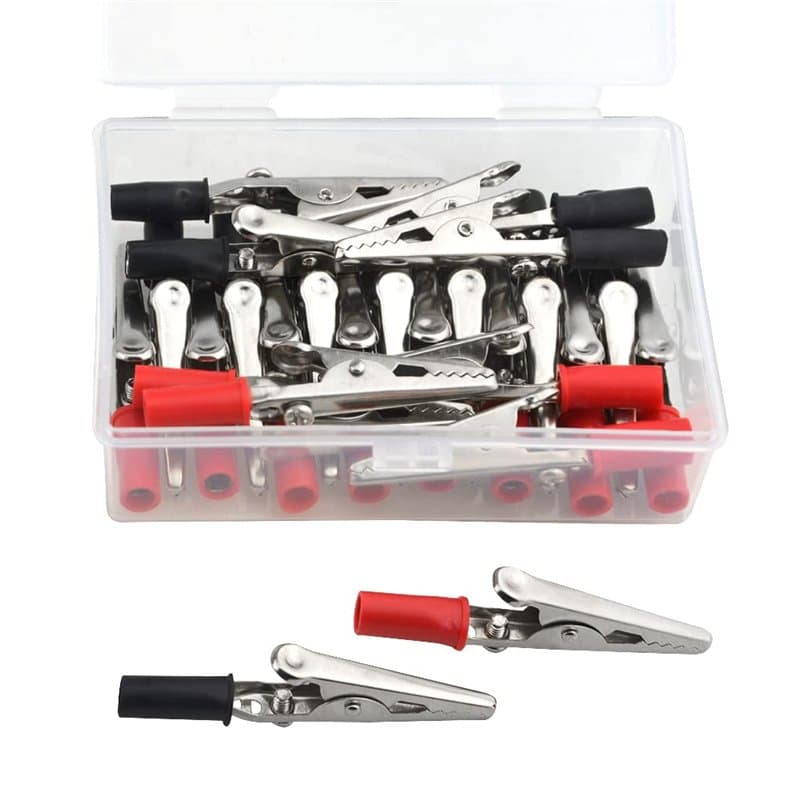 WMYCONGCONG Lot de 22 pinces crocodiles en métal avec aiguilles en plastique Rouge/noir