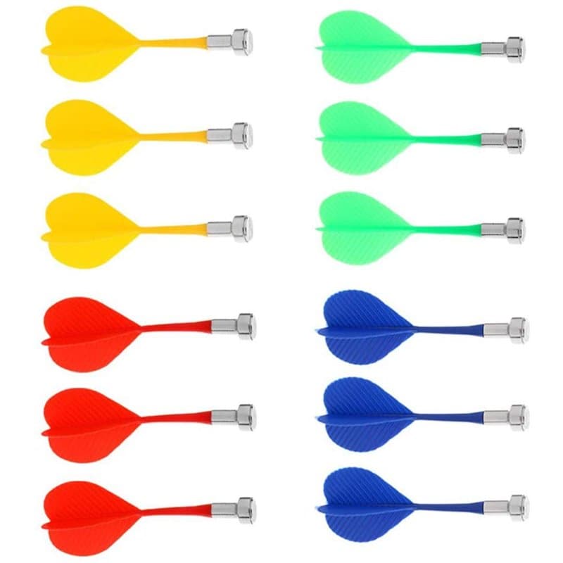 POFET 12pcs fléchettes magnétiques fléchettes de Rechange de sécurité Accessoires de Jeu d'intérieur Cible 4 mélange de Couleurs