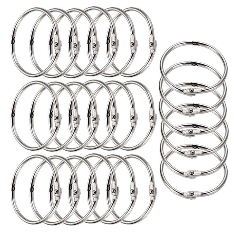 Anneaux de Livre,Anneau de Rideau,50 Pièces Métalliques Articulés de Reliure pour Cartes,Porte-clés Bricolage Classeur Rideaux A