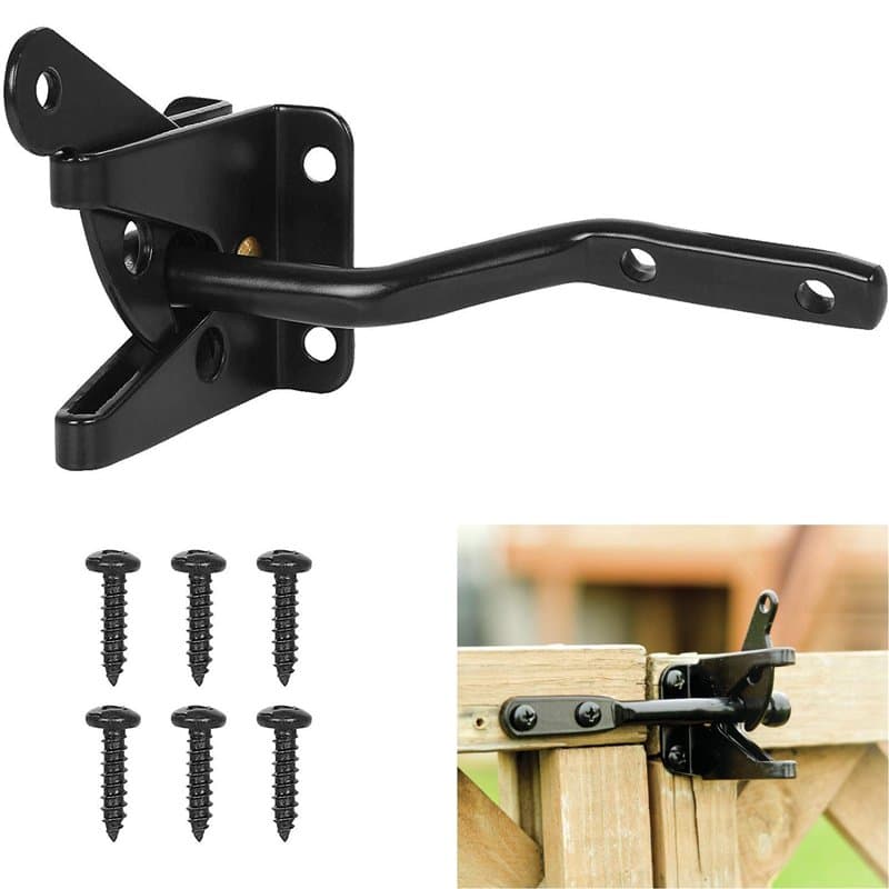 Sandiyago Verrou de Portail Verrouillage automatique-Serrure Métal à Boulon-Loquet Acier à Gravité Clôture Jardin-Noir-Vis de Fi