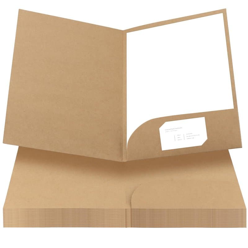 HEIHAK Lot de 25 dossiers en papier kraft A4 avec poches pour cartes, dossiers à coupe carrée en carton A4 pour bureau, maison,